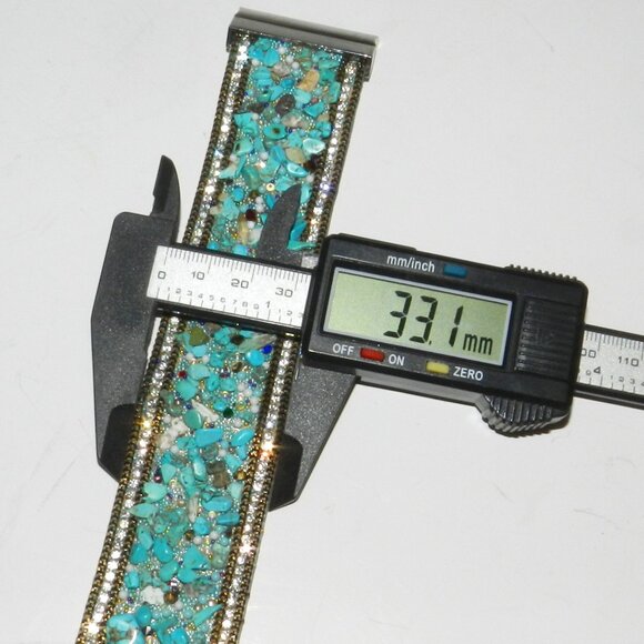Wide Turquoise Bracelet With Magnetic Closure - Picture 5 of 13